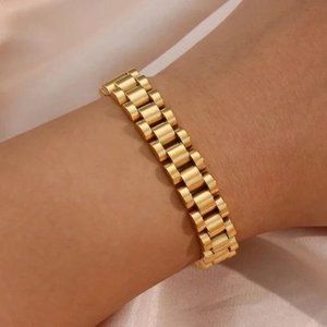 NEW 18K GOLD HIPHOP BANGLE BRACELET